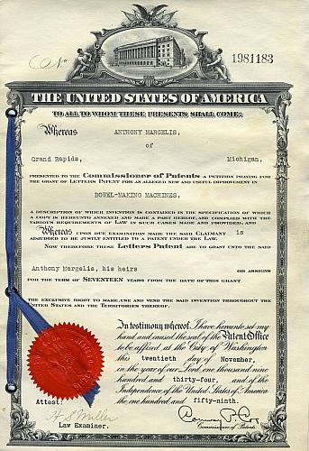 Dowel Press Patent, Page 1