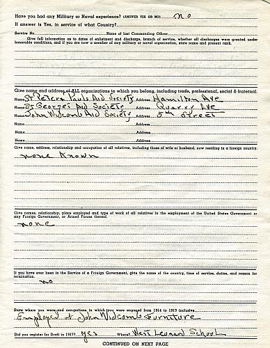 John Widdicomb Co. Employment Application, Page 3