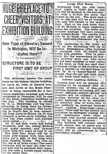 Pantlind Exhibition Building Article